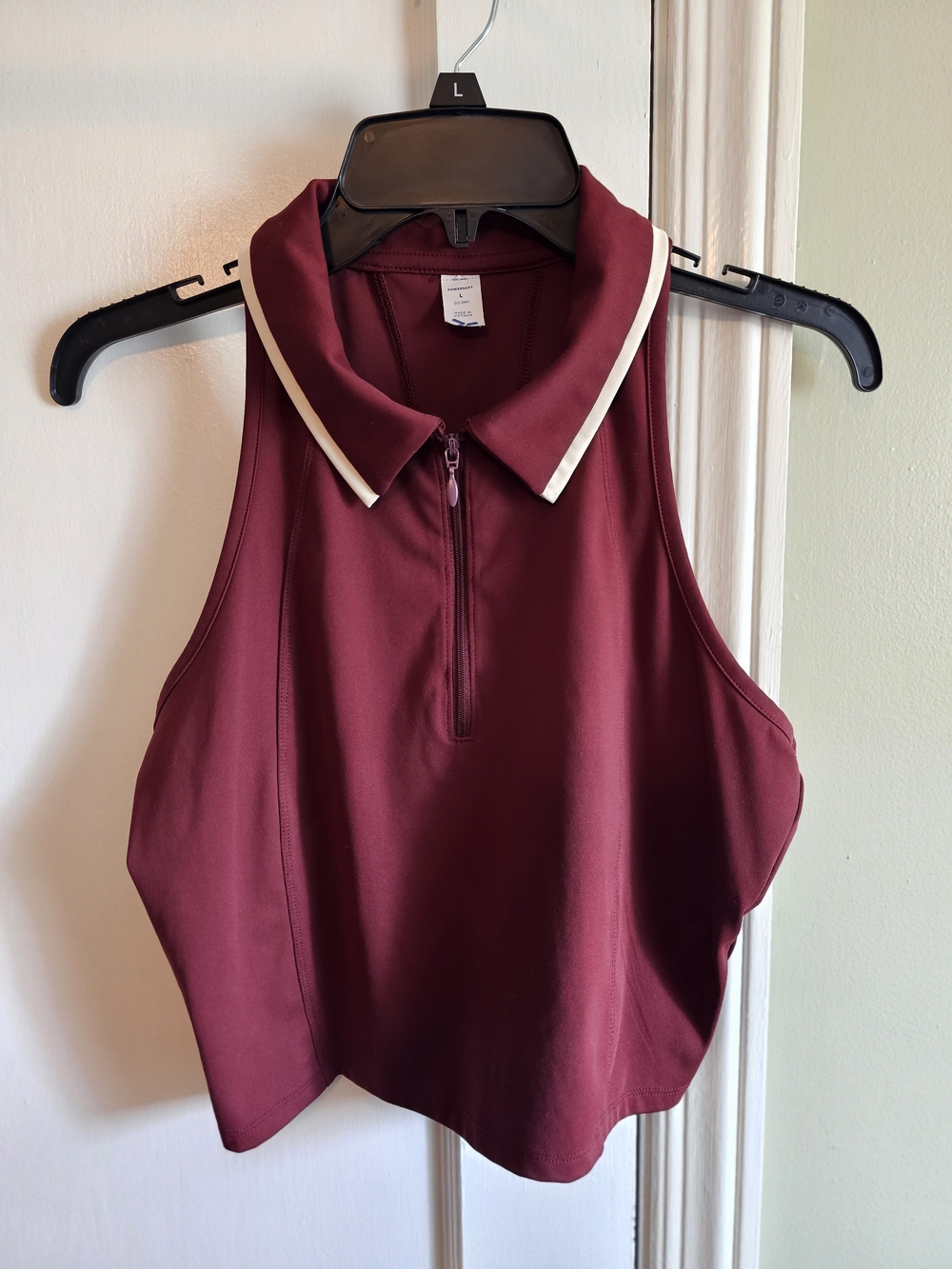 Sleeveless Polo Tank Top in Maroon with White Trim